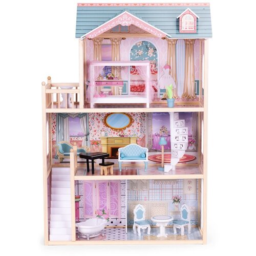 ECO TOYS drvena kuća za lutke, 11 komada namje&amp;scaron;taja Slike