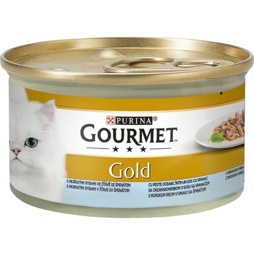 Purina gourmet gold vlažna hrana za mačke komadići okeanske ribe i spanaća u sosu 85g Slike