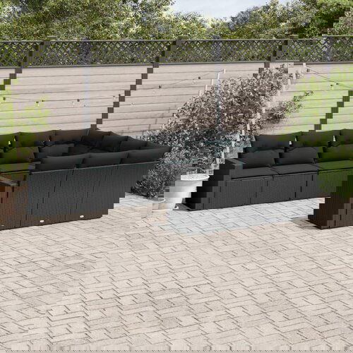 VidaXL 10-dijelni set vrtnih sofa s jastucima crni od poliratana Slike