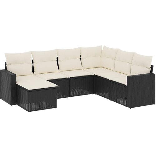  7-dijelni set vrtnih sofa od poliratana s jastucima crni Slike