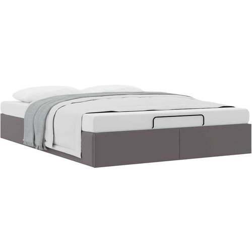 VidaXL otomanski okvir kreveta bez madraca sivi 140x200cm umjetne kože Slike