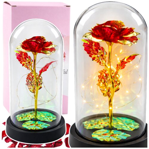 Eternal Crystal Rose in Dome with LED Lighting Red 21x11cm Cene
