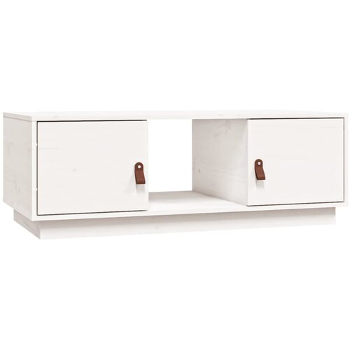 Maison Chic Klubska mizica - kavna mizica - Nizka mizica bela 100x50x35 cm trdna borovina, (21753541) Slike
