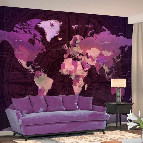  Samoljepljiva foto tapeta - Purple World Map 196x140 Slike