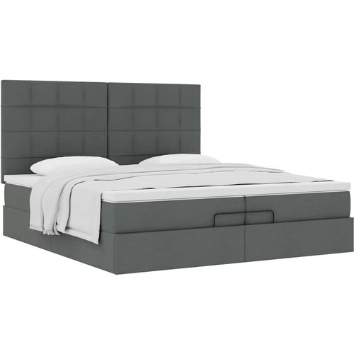 vidaXL Otomanski okvir kreveta s madracima tamnosivi 200x200cm tkanine Cene