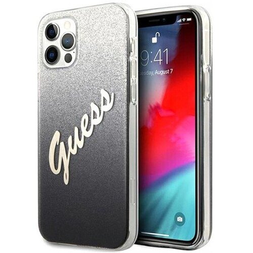 Guess Maska Guess Faceplate Glitter Gradient Script za iPhone 12 Pro Max (6.7) crna Slike