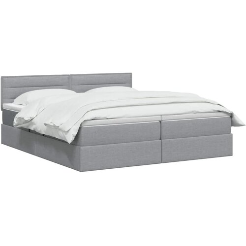  Krevet s od storage s uzglavljem 2 kom. Svjetlosiva Lažna koža - Svjetlosiva 180 x 200 cm Dizajn linija Slike