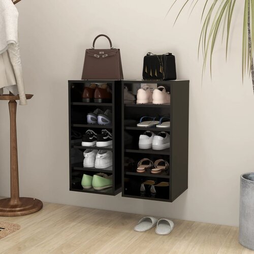 VidaXL ormarići za cipele 2 kom crni 31,5 x 35 x 70 cm od iverice Slike