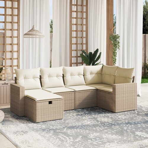 vidaXL 6-dijelni set vrtnih sofa s jastucima bež od poliratana Cijene