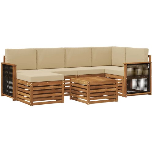 vidaXL Kotna sedežna garnitura z blazino 6 pcs Naravna, (5000271811) Cene