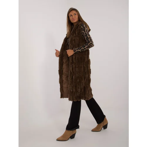 Fashion Hunters Dark brown warm fur vest with lining