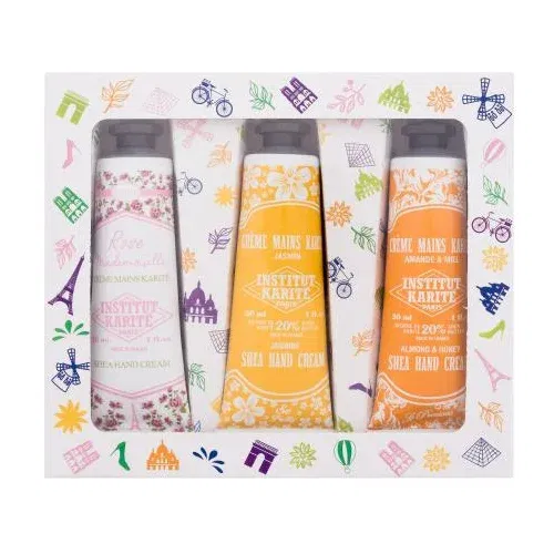 Institut Karité Shea Hand Cream Set krema za roke Light Shea Hand Cream Rose Mademoiselle 30 ml + krema za roke Shea Hand Cream Jasmine 30 ml + krema za roke Shea Hand Cream Almond & Honey 30 ml za ženske