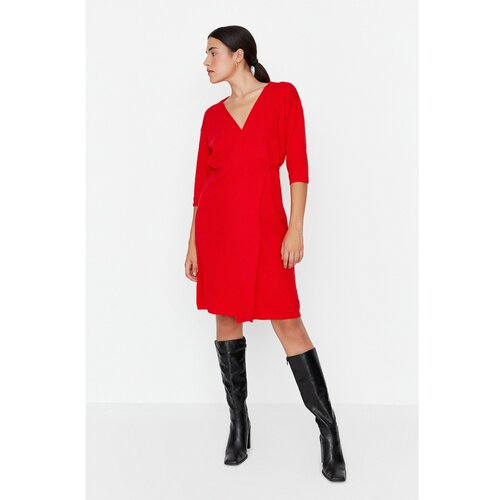 Trendyol Red V Neck Knitwear Dress Slike