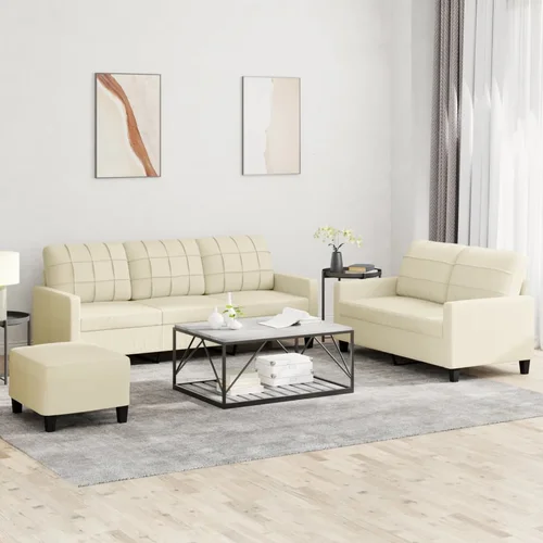 vidaXL 3-dijelni set sofa s jastucima krem od umjetne kože