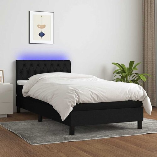  box spring s madracem LED crni 90x200 cm od tkanine Cene