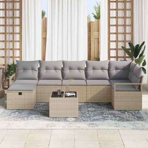  Set sofe 8 kom. Bež i svijetlo siva poliratan 287 x 122 x 85 cm Slike