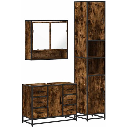 vidaXL 3-dijelni set kupaonskog namještaja boja hrasta drveni Cijene