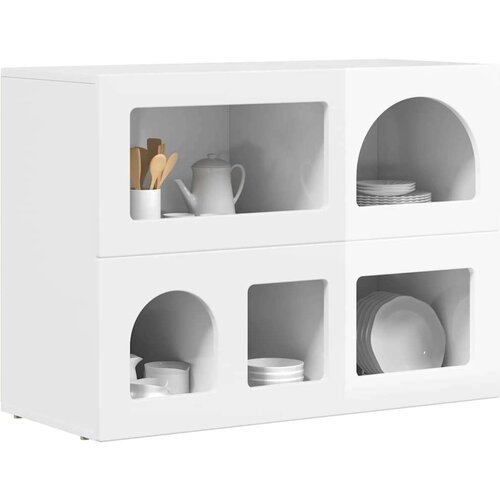  Kreveta Visoki sjaj bijela 80.5 x 35 x 59 cm Konstruirano drvo Slike