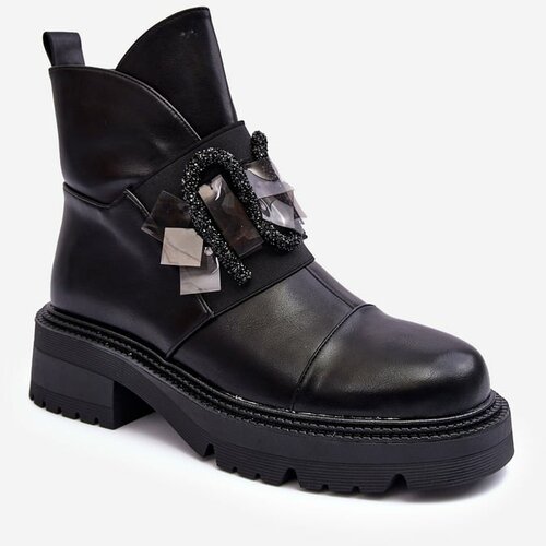 Kesi Flat heeled shoes and platform sztyblety black Linestta Slike