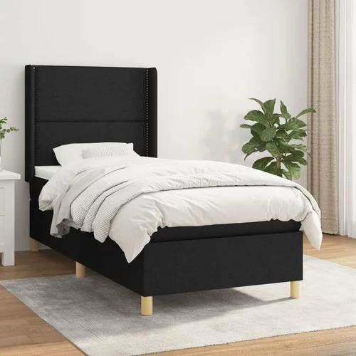 Box spring postelja z vzmetnico črna 80x200 cm blago, (20893058)