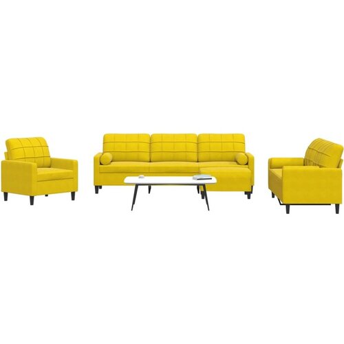 VidaXL 4-dijelni set sofa s jastucima žuti bar&amp;scaron;unasti Slike