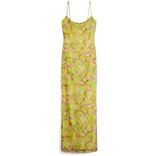 Bershka Ljetna haljina sivkasto zelena / kivi zelena / rosé