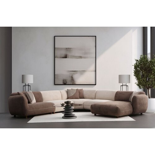Atelier Del Sofa ugaona garnitura pavia, 335x335x75 cm, krem-braon Cene