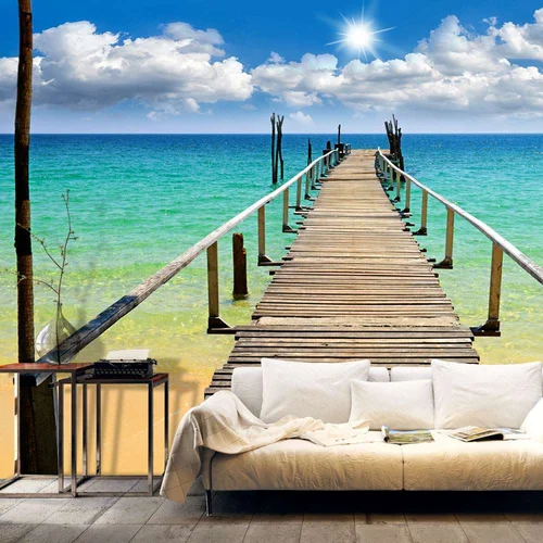  tapeta - Beach sun bridge 100x70