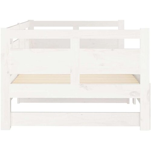  Dnevni ležaj na izvlačenje bijeli 2x(90x200)cm masivna borovina Slike