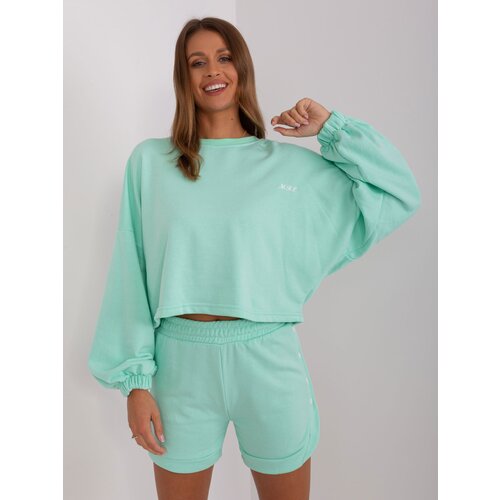 Fashion Hunters Mint two-piece tracksuit with oversize sweatshirt Cene