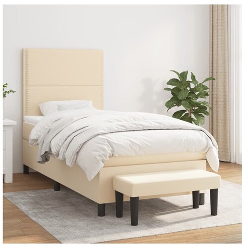 Box spring postelja z vzmetnico krem 90x200 cm blago Cene