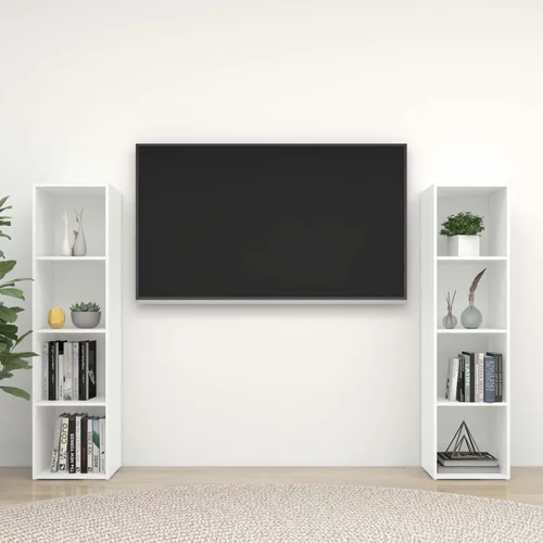 vidaXL TV omarice 2 kosa visok sijaj bele 142,5x35x36,5 cm iverna pl.
