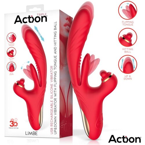 Action Limbe Up &amp;amp; Down Vibrator with Flipping Tongue &amp;amp; Hitting Ball Red Slike