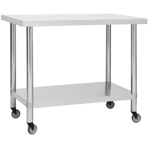 vidaXL Kuhinjska delovna miza s kolesi 100x60x85 cm nerjaveče jeklo