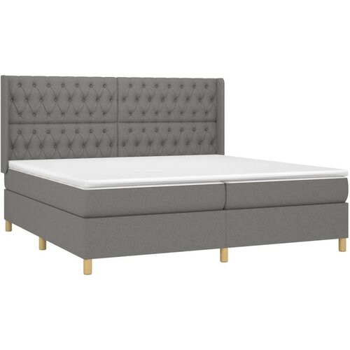  Box spring s madracem LED tamnosivi 200x200 cm tkanina Slike