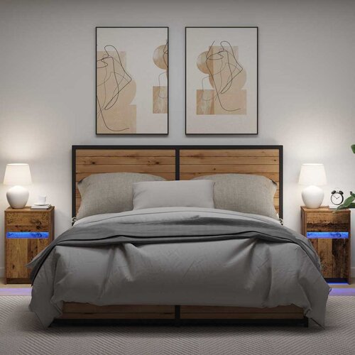  LED noćni ormarić s ladicama 2 pcs Staro drvo 38 x 34 x 61 cm Cene