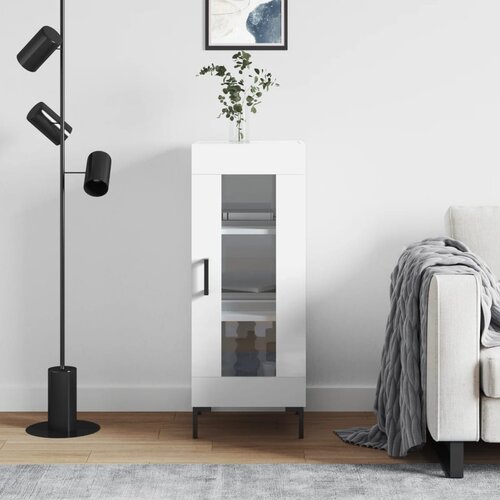 VidaXL Komoda sjajna bijela 34 5 x 34 x 90 cm od konstruiranog drva Slike