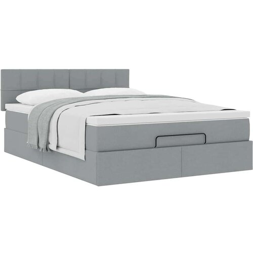 VidaXL Otomanski krevet s madracem svijetlosivi 140x190 cm od tkanine Slike