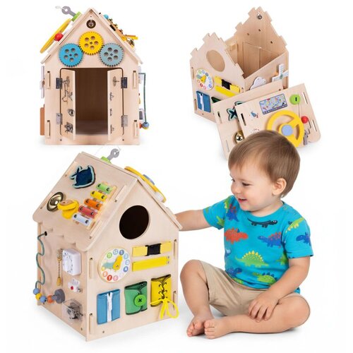 ECO TOYS Drvena kuća za djecu - edukativna ploča XXL, 30 dijelova Slike