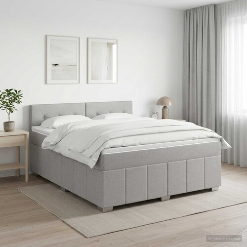  Boxspring krevet s madracem Svjetlosiva 180 x 200 cm Tkanina Cene