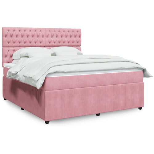 vidaXL Box spring postelja z vzmetnico roza 180x200 cm žamet Cene