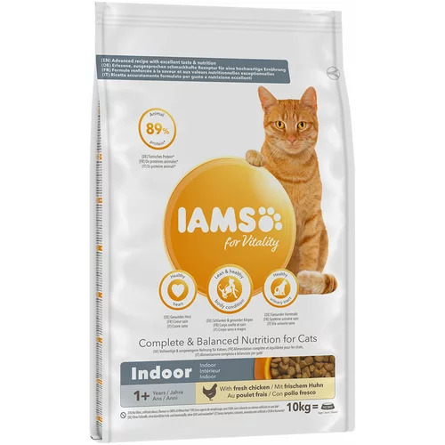 IAMS for Vitality Cat Adult Indoor s piletinom - 10 kg