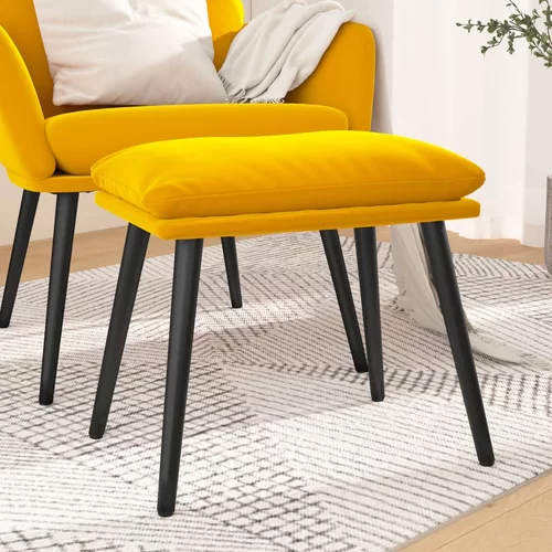 vidaXL stolček za noge gorčično rumen 45x29,5x39 cm žamet