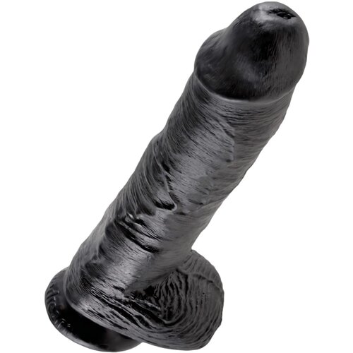 King Cock 10 dildo s testisi (25 cm) - črn Slike