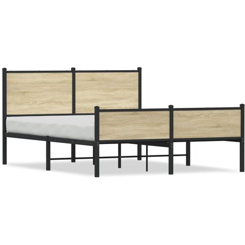 VidaXL Kovinski posteljni okvir brez vzmetnice sonoma hrast 140x190 cm Slike