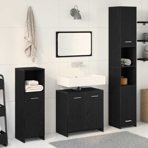  Set namje&scaron;taja za kupaonicu 4 pcs Crni hrast Konstruirano drvo Cijene