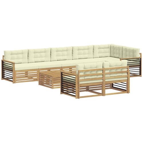 vidaXL Zunanja garnitura za sedenje 9 pcs Bela in krem Poliester, (5000280522) Cene