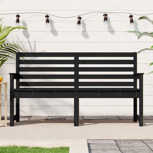 VidaXL Vrtna klupa crna 159 5x48x91 5 cm od masivne borovine Slike