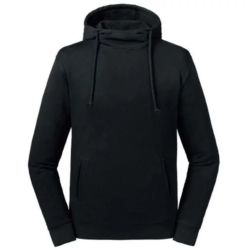 RUSSELL Black Unisex Sweatshirt Pure Organic High Collar Hooded Sweat