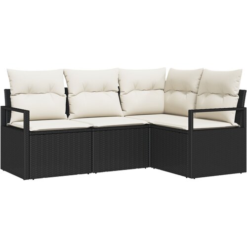 vidaXL set kauča za vrt od 4 komada s jastučićima crnog poly rattan, dvosedni kauč za vrt s jastučićima crnog poly rattan Cijene